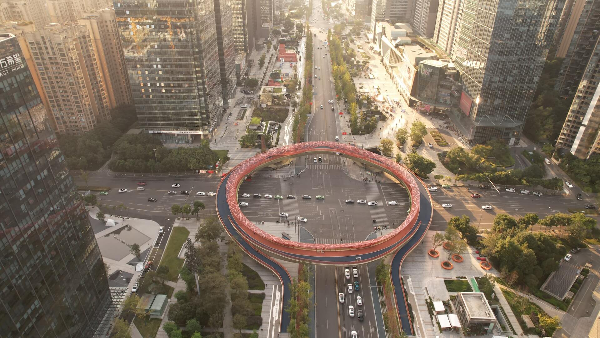 chengdu traffic aerial view